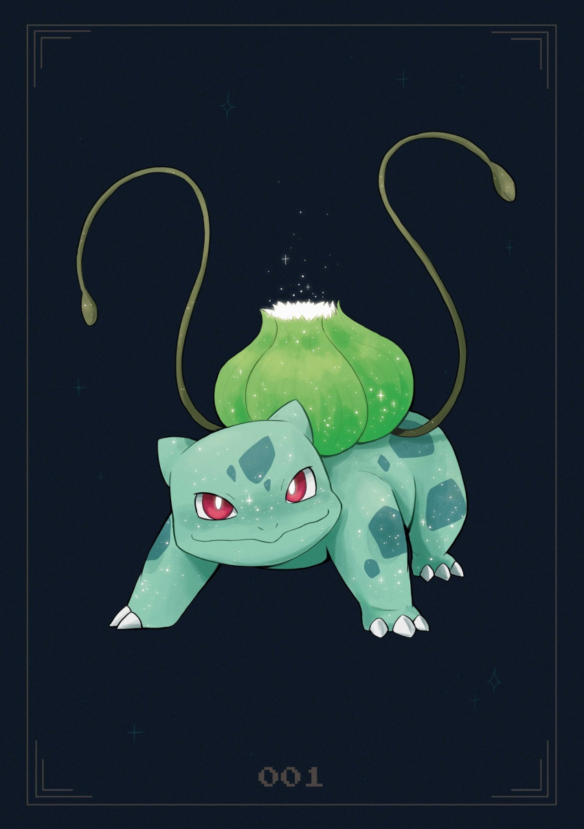 animal_focus, bright_pupils, bulbasaur, claws, closed_mouth, full_body, glowing, highres