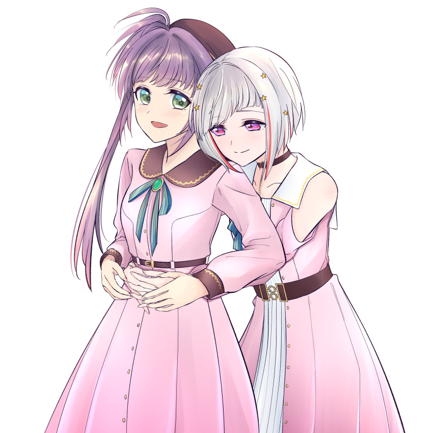 2girls, :d, absurdres, aegis_zan, bare_shoulders, beret, black_choker, bob_cut