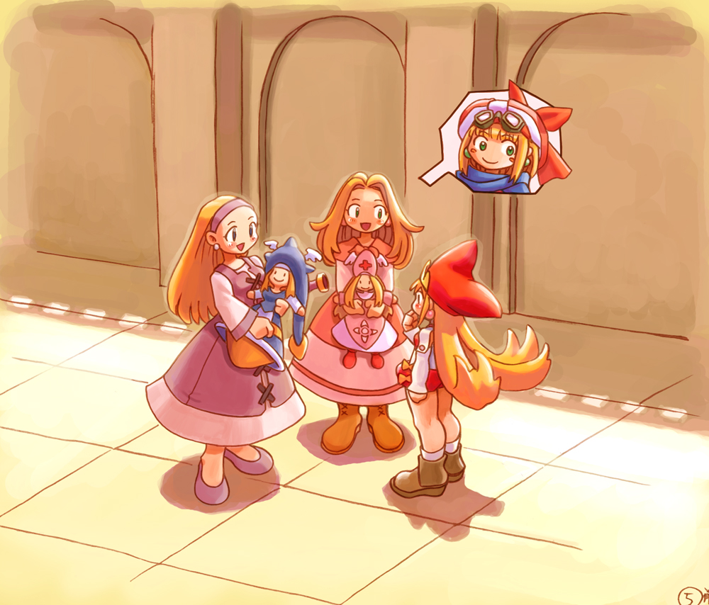 blue_eyes, blush, bow, bows, cornet, crown, curly_hair, doll
