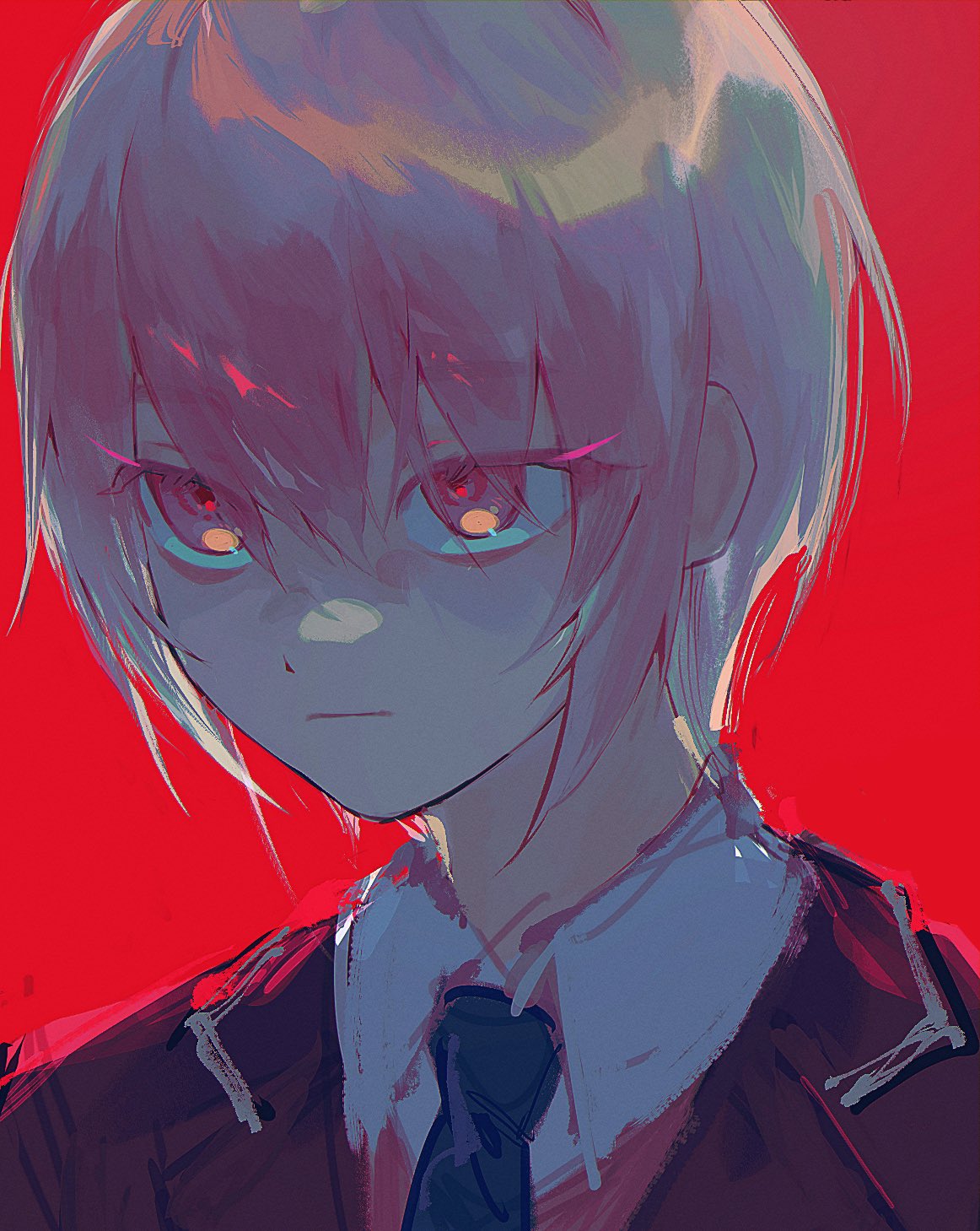 1other, akiyama_mizuki, akiyama_mizuki_(middle_school), androgynous, blazer, blue_necktie, bow, closed_mouth