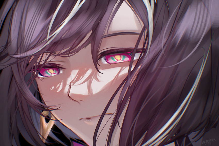1girl, close-up, closed_mouth, commentary, earrings, highres, honkai_(series), honkai_impact_3rd