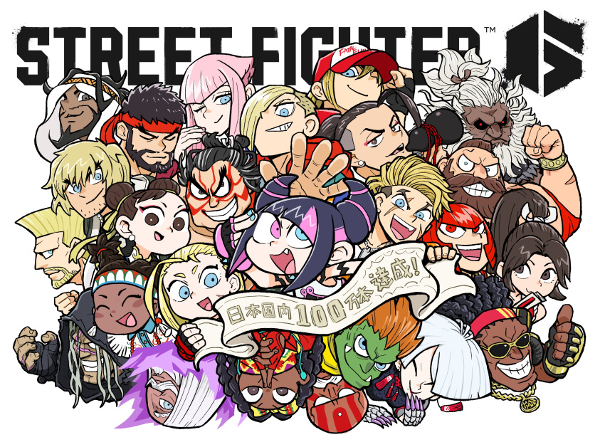 6+boys, 6+girls, a.k.i._(street_fighter), absurdres, akuma_(street_fighter), beard, blanka, cammy_white