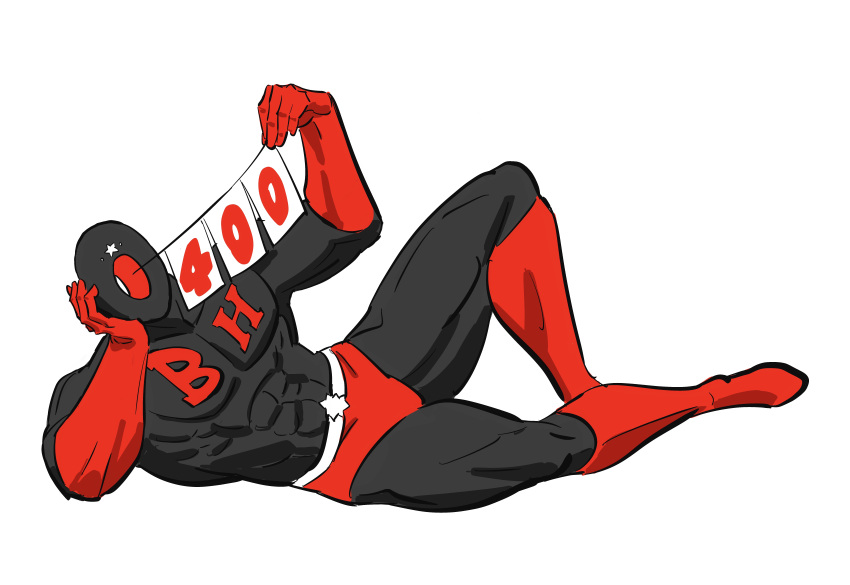 1boy, abs, absurdres, black_hole_(kinnikuman), boots, gloves, hand_on_own_face, highres