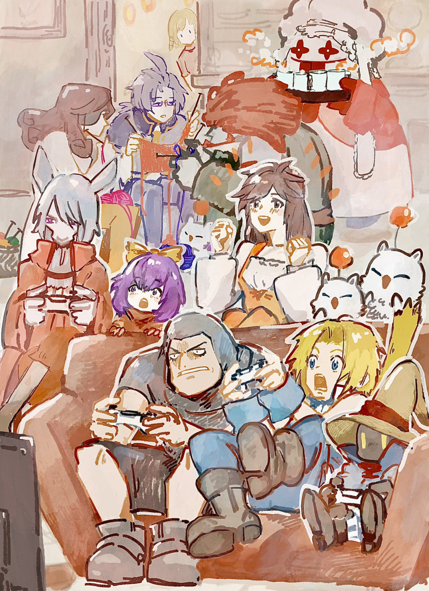 1other, 5boys, 5girls, adelbert_steiner, animal_ears, beatrix_(ff9), black_mage_(final_fantasy), blonde_hair