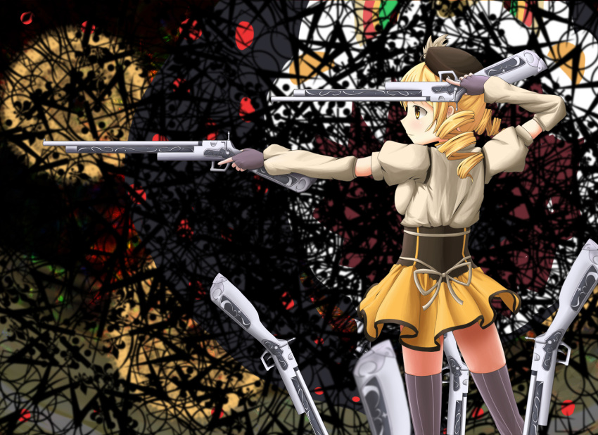 agent_(artist), agent_(ikuoikuo), beret, blonde_hair, blurry, brown_legwear, depth_of_field, detached_sleeves