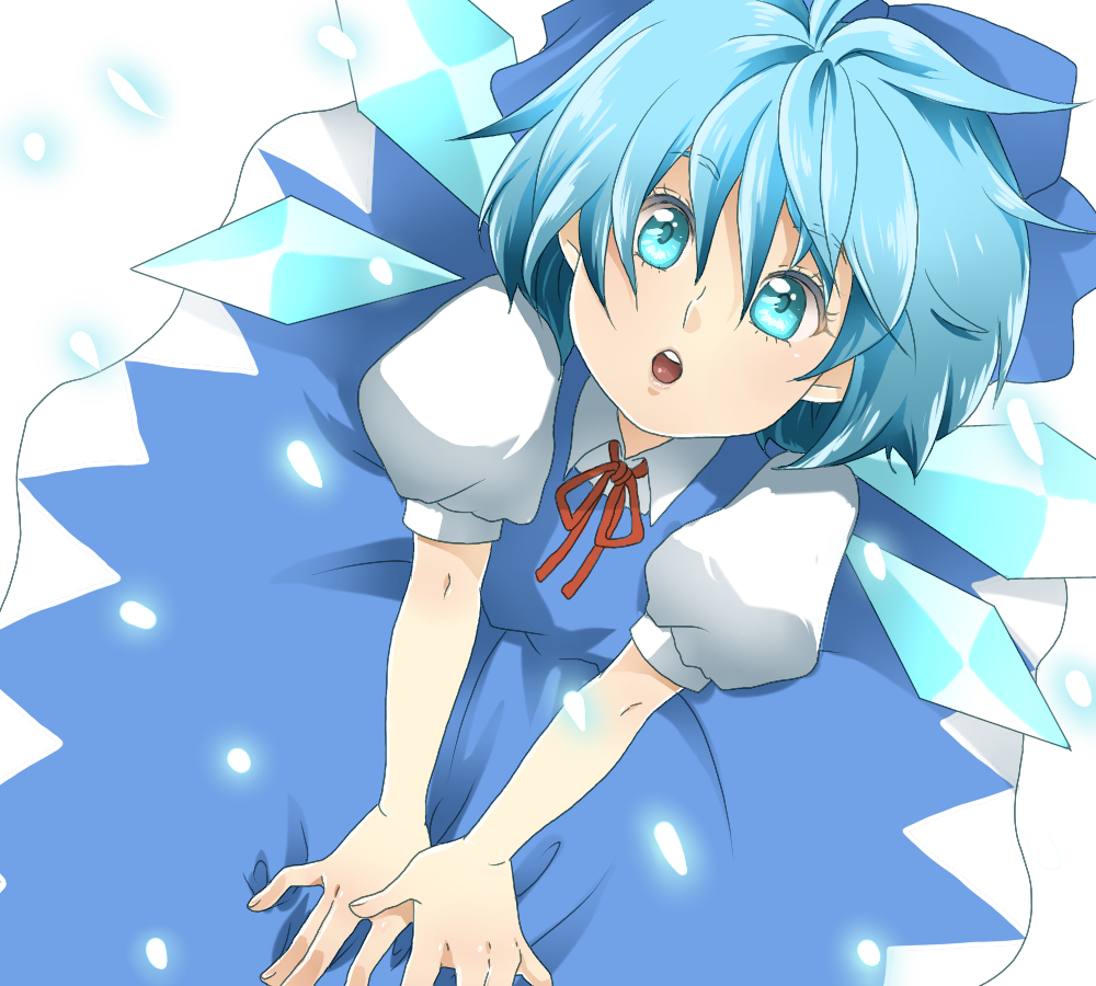 :o, cirno, fujimo_nao, solo, touhou, wings