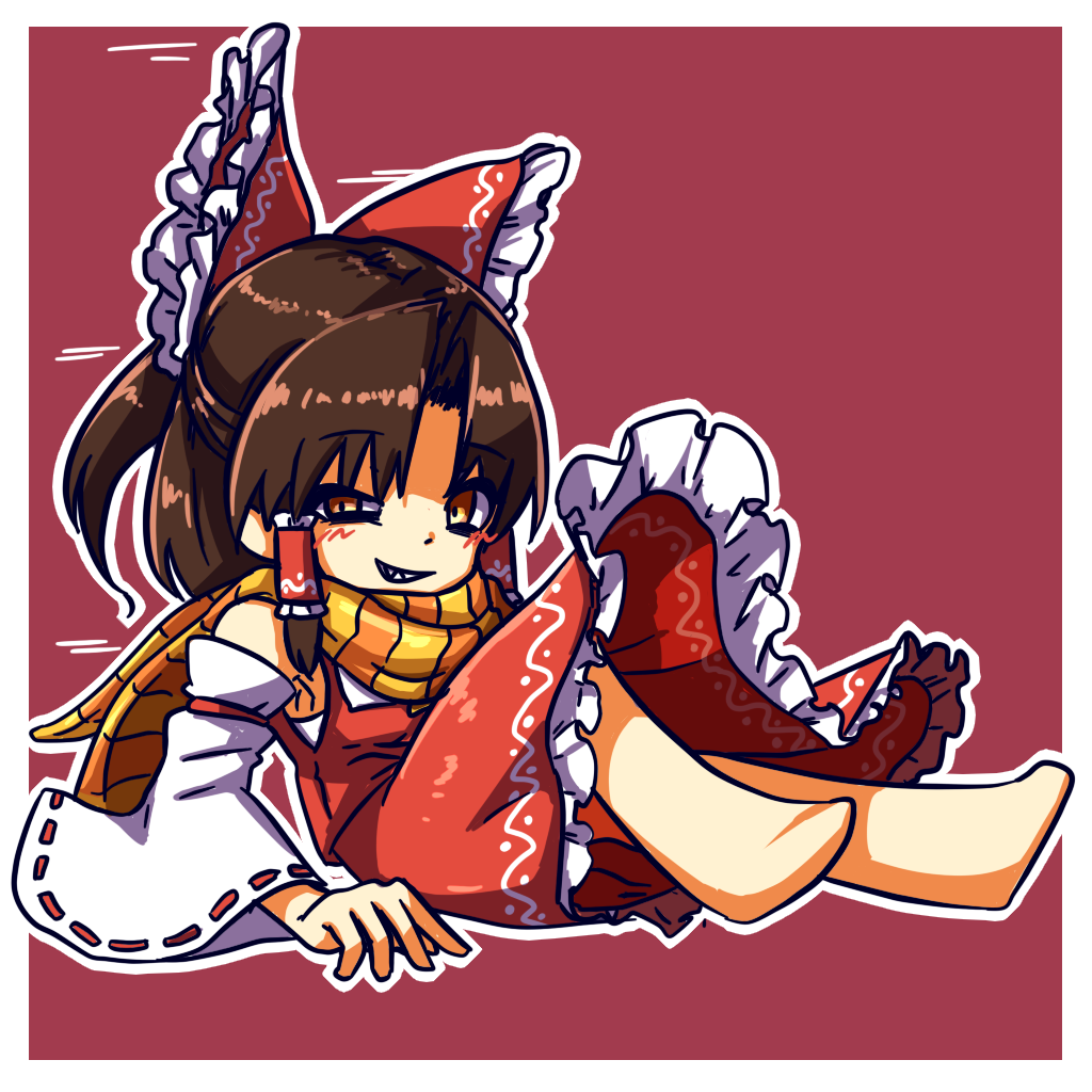 1girl, barefoot, benikurage_(cookie), blush, bow, brown_eyes, brown_hair, commentary_request