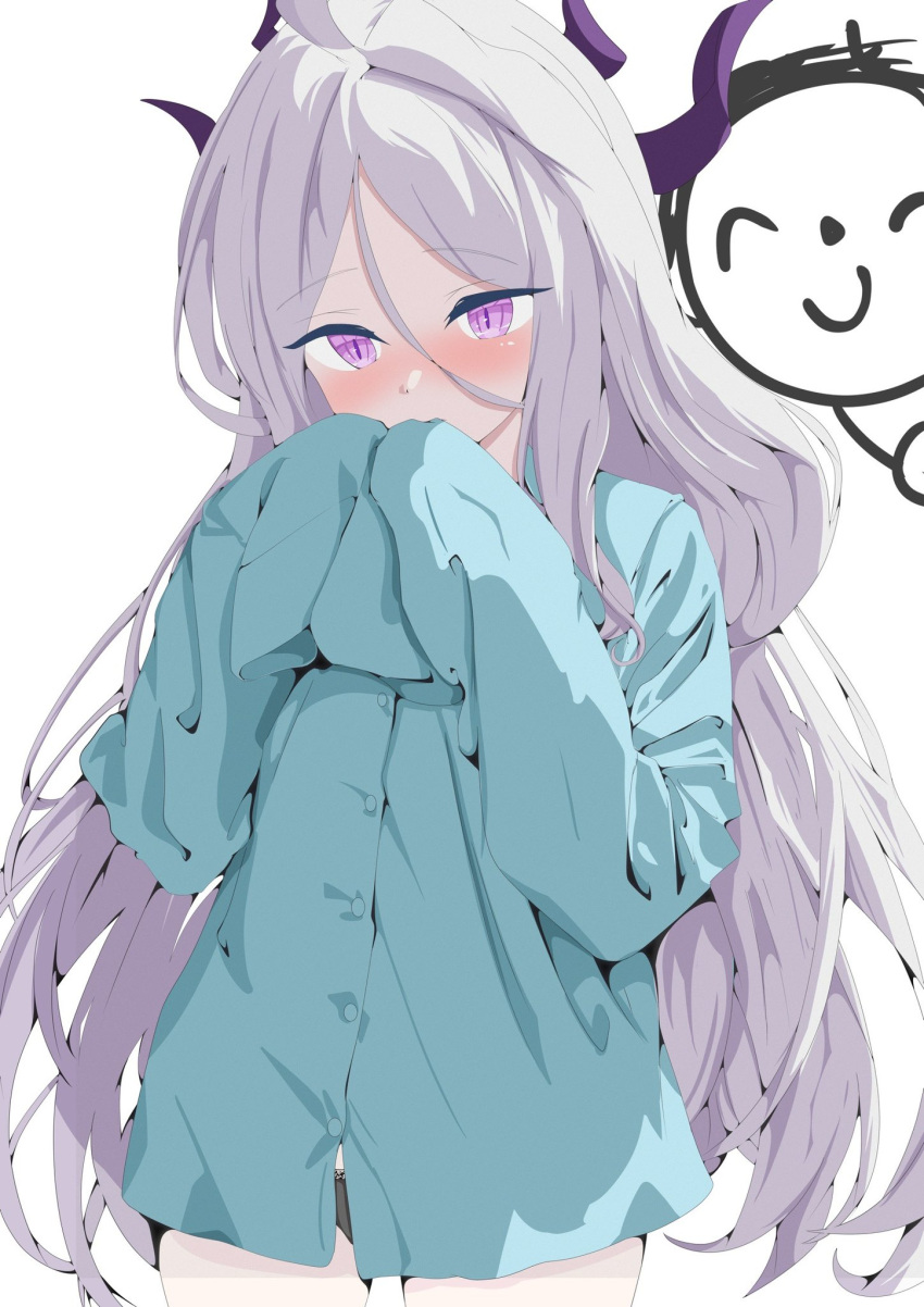 1boy, 1girl, ahoge, alternate_costume, blue_archive, blush, collared_shirt, commentary_request