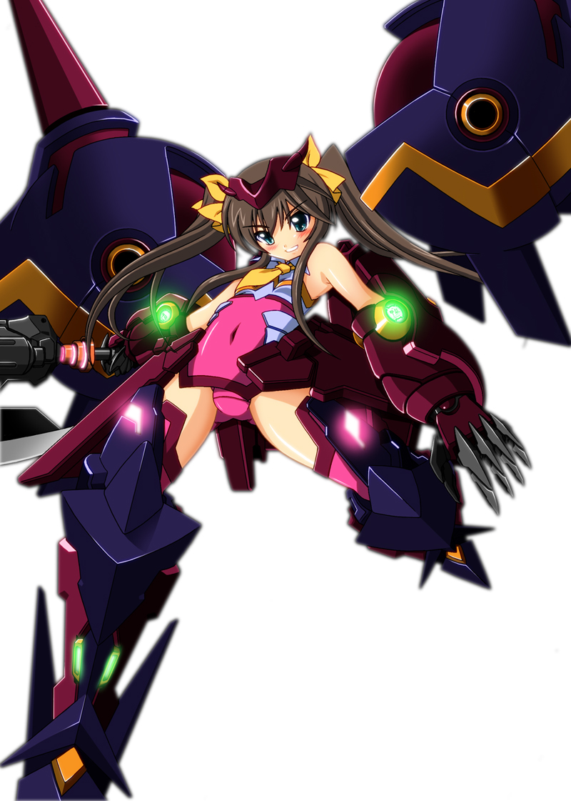 bodysuit, brown_hair, chouzetsu_yarou, fang_lin_yin, flat_chest, green_eyes, hair_ribbon, huang_lingyin