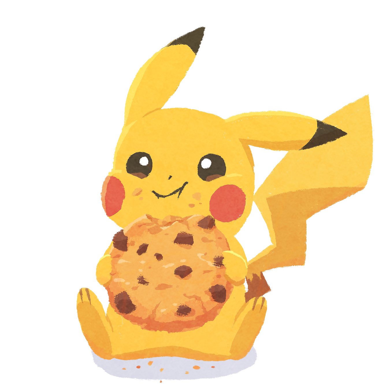 :t, blush_stickers, brown_eyes, chocolate_chip_cookie, colored_skin, commentary, cookie, crumbs