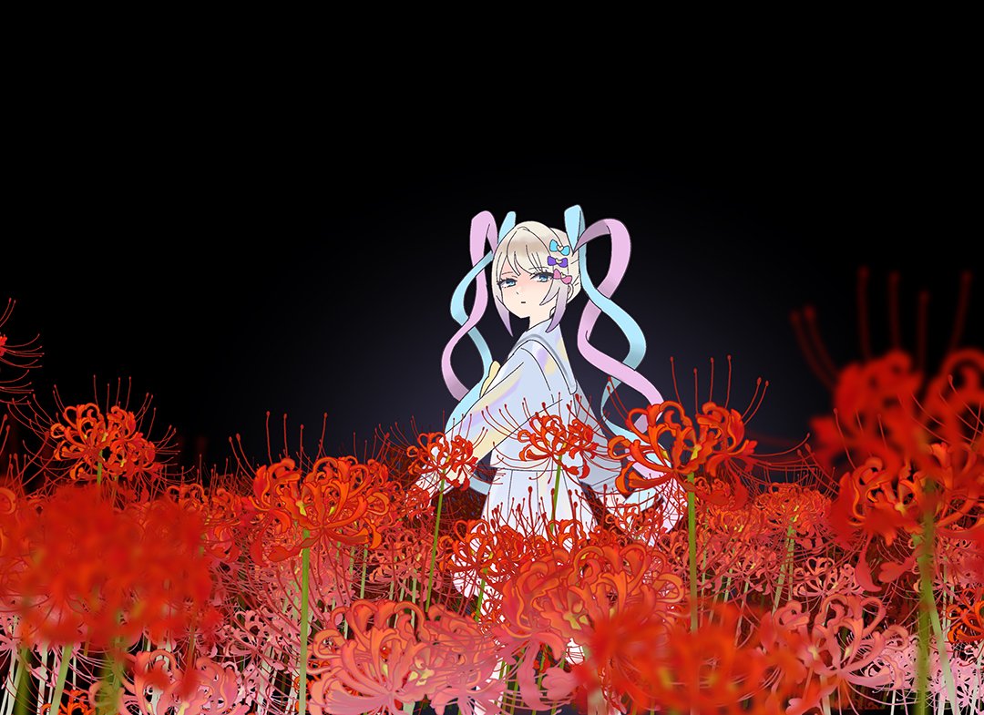 1girl, artist_request, black_background, blue_eyes, blue_hair, chouzetsusaikawa_tenshi-chan, closed_mouth, colored_tips