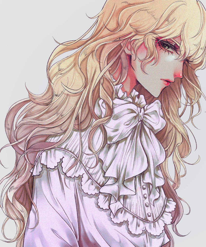 1boy, arion_rosemarine, bishounen, blonde_hair, bow, bowtie, frilled_shirt, frills