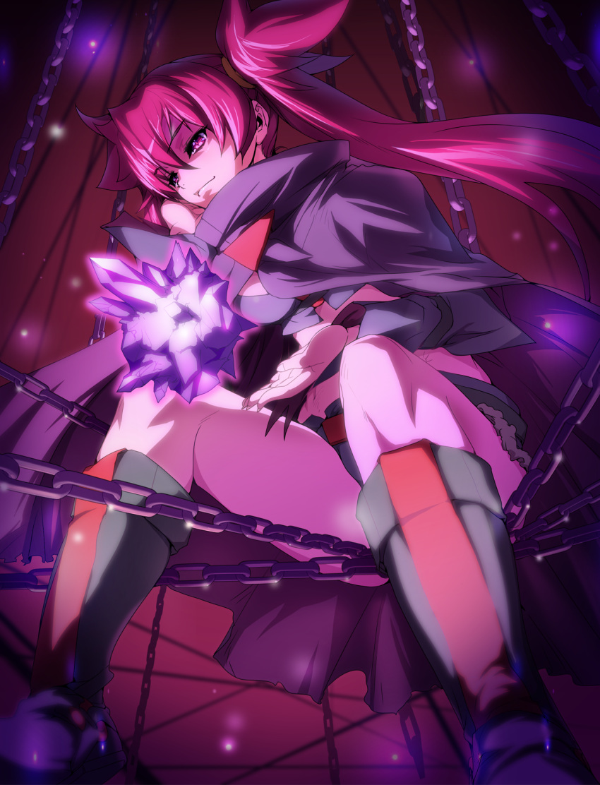 arcana_heart, arcana_heart_3, boots, breasts, cape, chain, chains, crystal