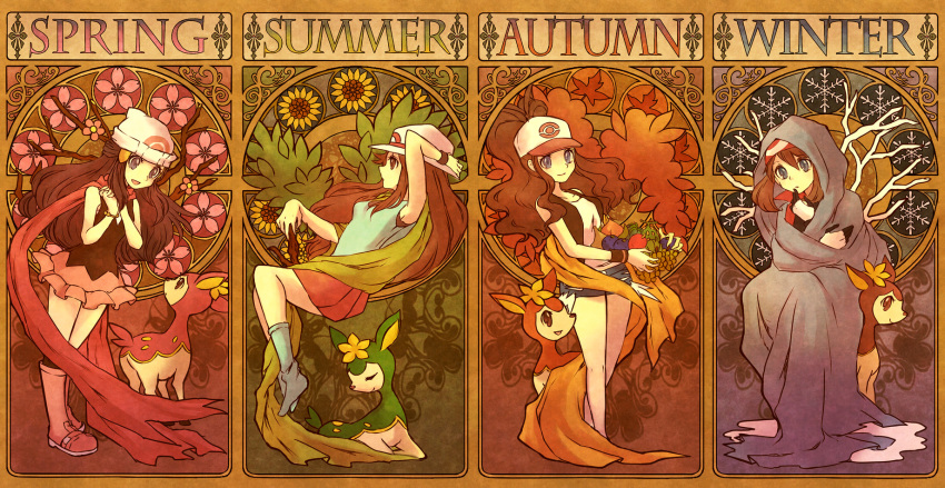 alternate_color, annotation_request, armpits, art_nouveau, autumn, bandana, bandanna, bare_shoulders
