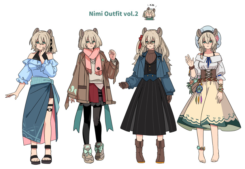 1girl, :d, alternate_costume, alternate_hair_length, alternate_hairstyle, animal_ears, anklet, arm_at_side