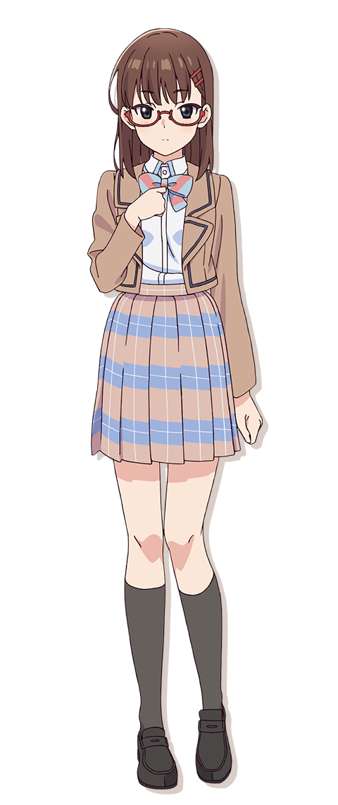 1girl, arm_at_side, black_eyes, black_footwear, black_socks, bow, bowtie, brown_hair
