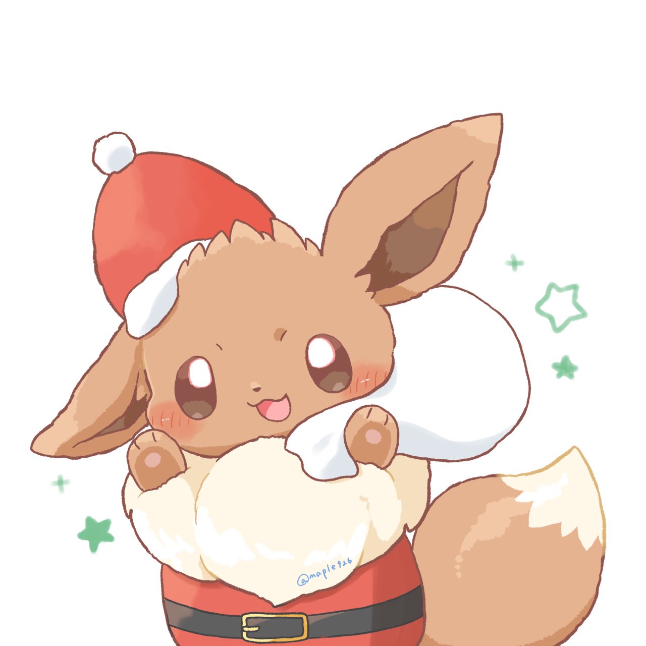 bag, bely, blush, bright_pupils, brown_eyes, christmas, eevee, hat