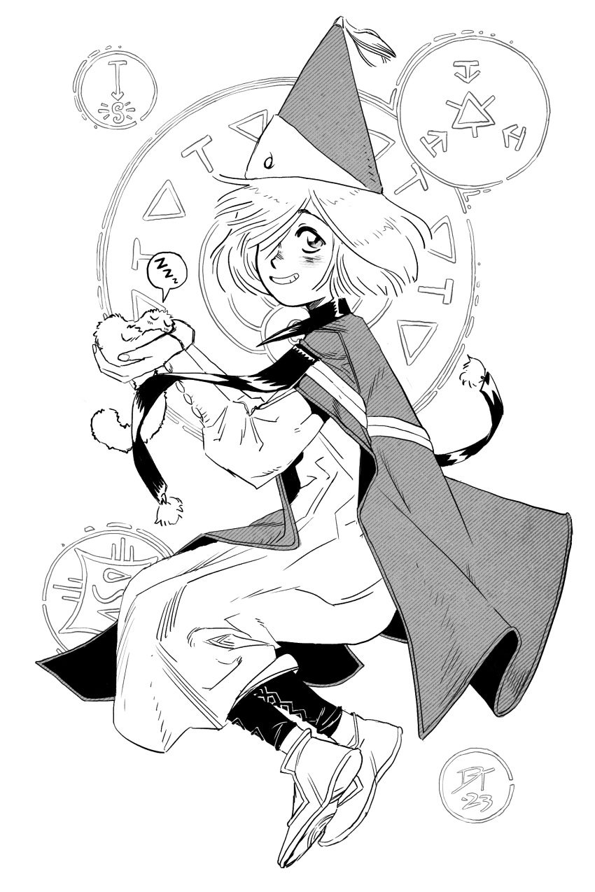 1girl, absurdres, black_leggings, black_outline, brushbuddy, buttoned_cuffs, buttons, cloak