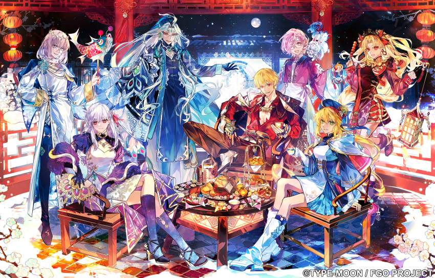 3boys, 4girls, ahoge, artoria_caster_(fate), artoria_pendragon_(fate), beret, blonde_hair, eeju