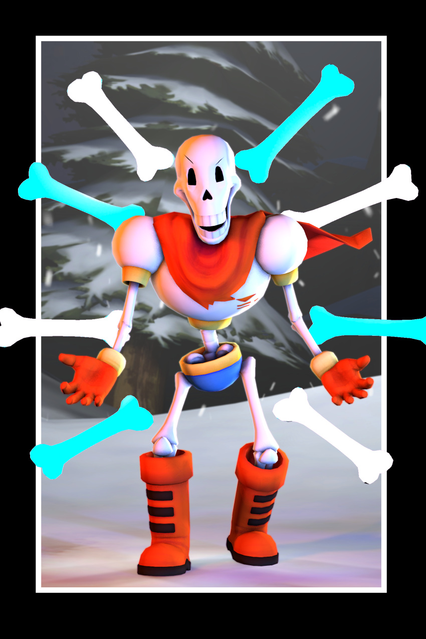 1boy, 2020, 3d, absurdres, blue_shorts, bone, boots, border