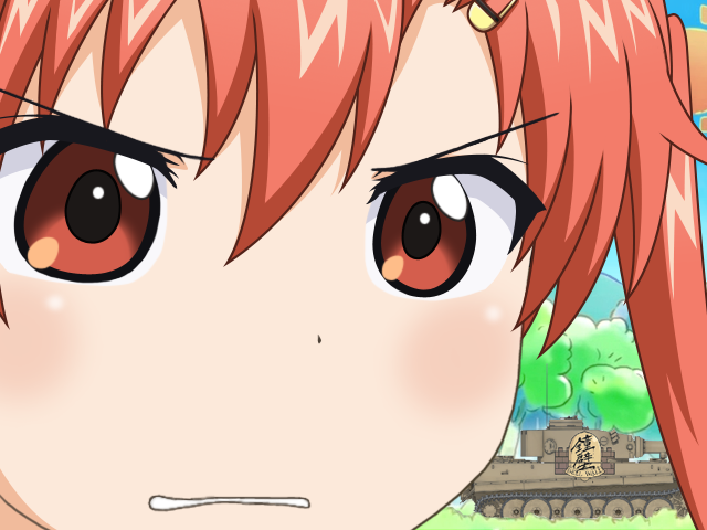 1girl, angry, bellwall_(logo), chibi, frown, girls_und_panzer, girls_und_panzer_little_army, gunuaki