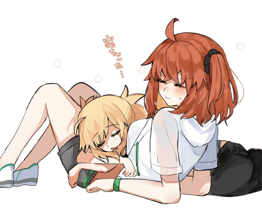 2girls, 710_ao, ahoge, artoria_caster_(fate), artoria_caster_(swimsuit_berserker)_(fate), artoria_caster_(swimsuit_berserker)_(first_ascension)_(fate), artoria_pendragon_(fate), blonde_hair