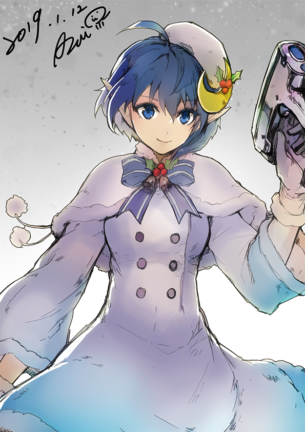 1girl, azhi_kurage, blue_eyes, blue_hair, closed_mouth, coat, crescent, crescent_hair_ornament