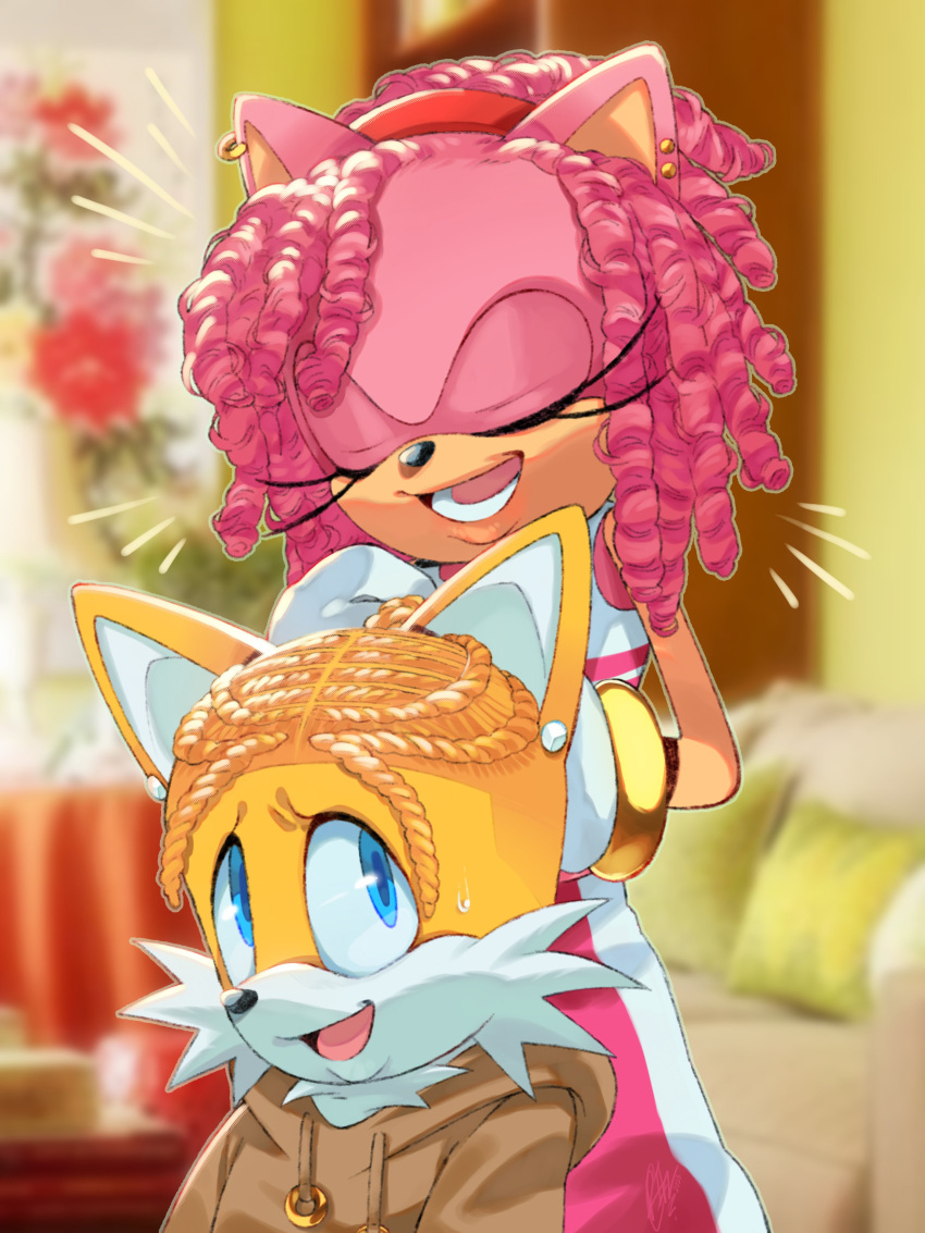 absurdres, amy_rose, blonde_hair, dreadlocks, earrings, eyelashes, furry, furry_female