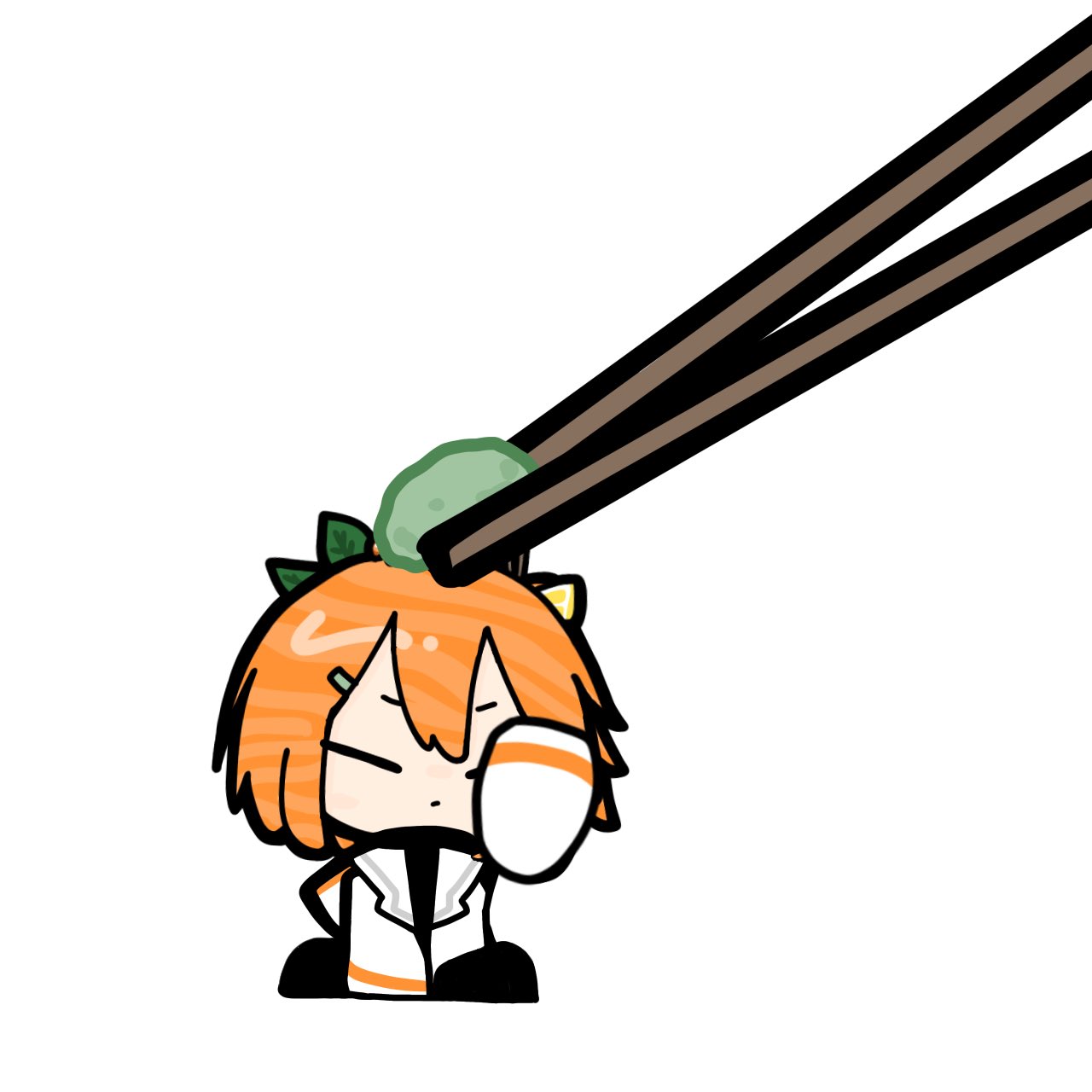 1girl, a.i._voice, adachi_rei, chibi, chibi_only, chopsticks, closed_eyes, closed_mouth