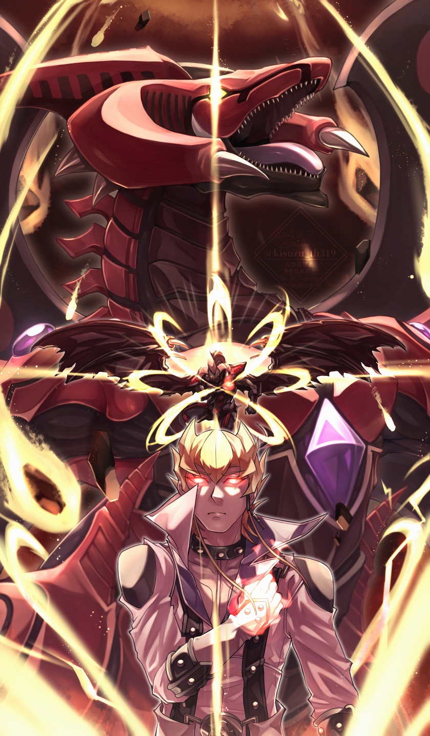 blonde_hair, clenched_hand, closed_mouth, coat, dragon, fire, glowing, glowing_eyes