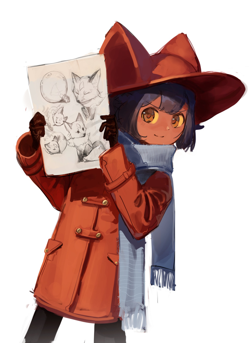 1other, absurdres, alternate_costume, androgynous, animal_hat, animal_nose, black_gloves, blue_hair