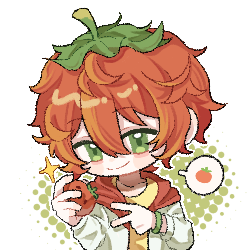 1boy, closed_mouth, green_eyes, hand_up, jacket, lao_fanqie, long_sleeves, lowres, multicolored_hair, real_life, red_hair, shirt, simple_background, smile, solo, speech_bubble, spoken_food, streaked_hair, upper_body, v, white_background, white_jacket, xinjinjumin948685390884, yellow_shirt