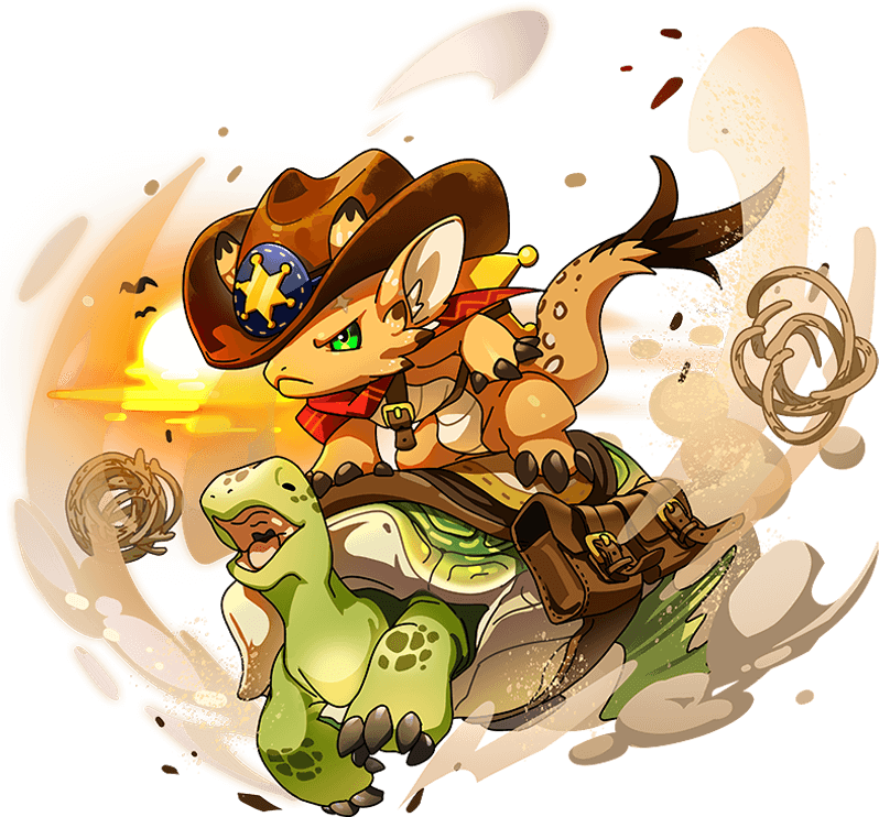 1other, chibikemo, claws, cowboy, cowboy_hat, cowboy_western, dragon, dragon_village_(series), dragon_village_collection, full_body, furry, game_cg, green_eyes, hat, horns, jango_(dragon_village), jango_(sheriff)_(dragon_village), looking_at_viewer, official_art, other_focus, riding, riding_animal, shoulder_belt, small_dragon, solo_focus, tail, third-party_source, transparent_background, tumbleweed, turtle