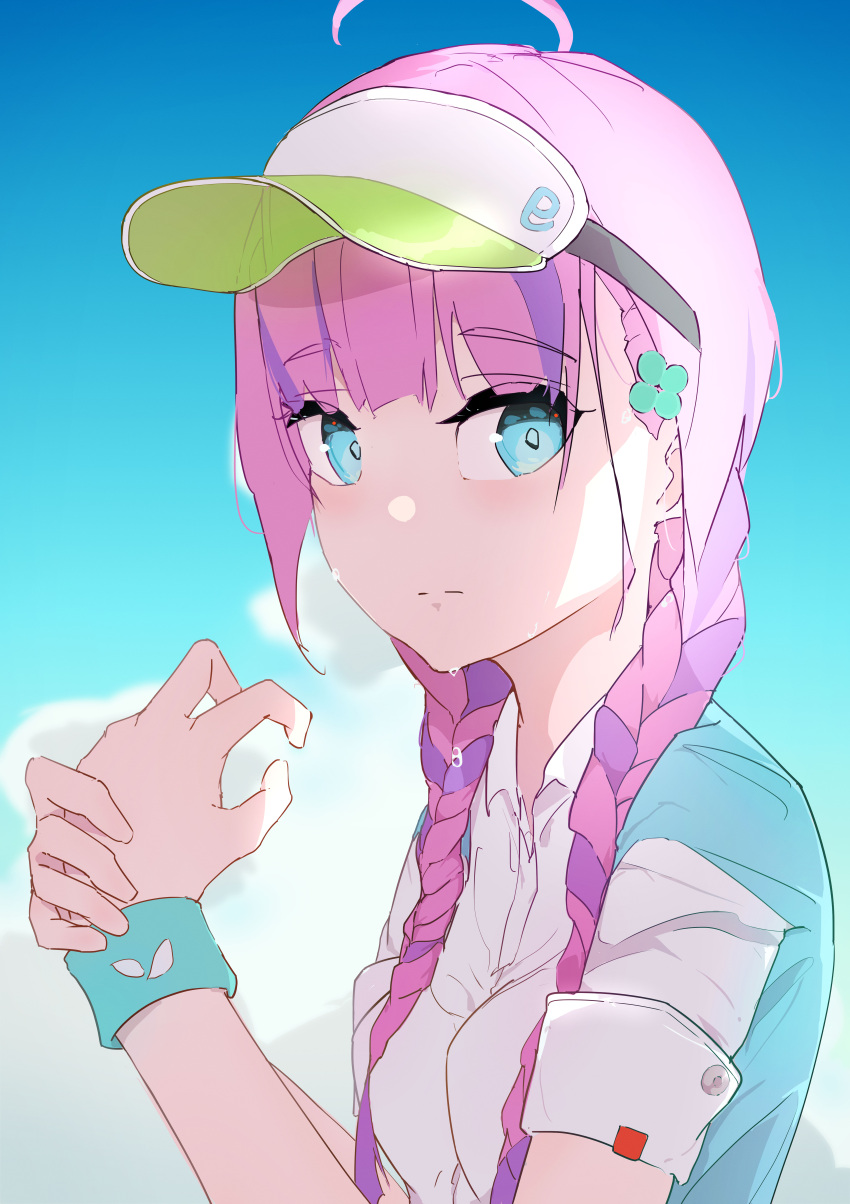 1girl, absurdres, ahoge, braid, date_akari, guratanchikin, hair_ornament, heaven_burns_red