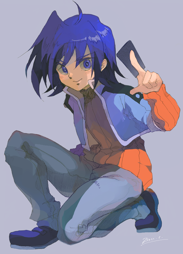blue_eyes, blue_hair, card, cardfight!!_vanguard, cardfight!!_vanguard_(cards), grey_card, holding, holding_card