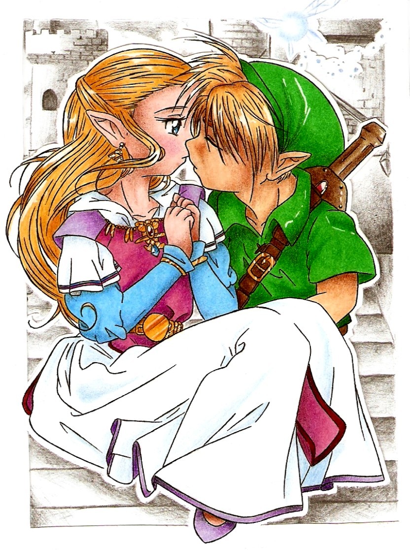 1boy, 1girl, belt, belt_buckle, blacklulu, blonde_hair, blue_eyes, blue_sleeves