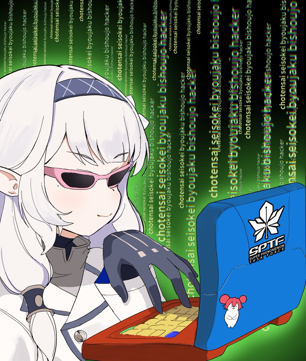 1girl, black_background, black_gloves, black_hackerman_(meme), blue_archive, blue_hairband, closed_mouth, commentary_request