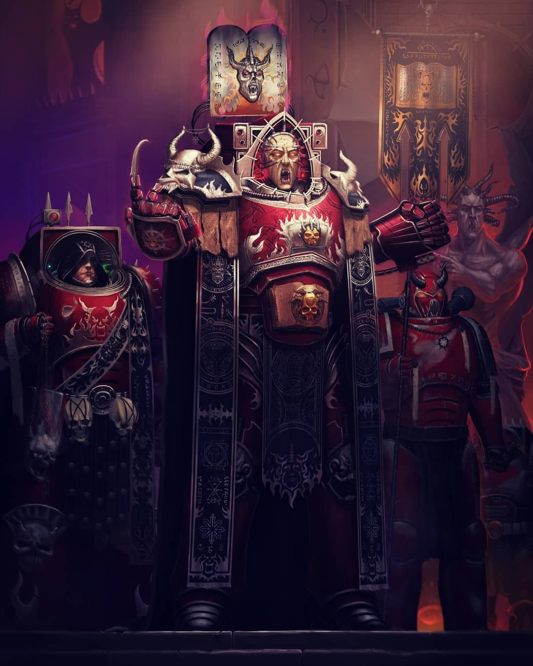 4boys, adeptus_astartes, angry, arhpriest, armor, banner, battle_standard, book
