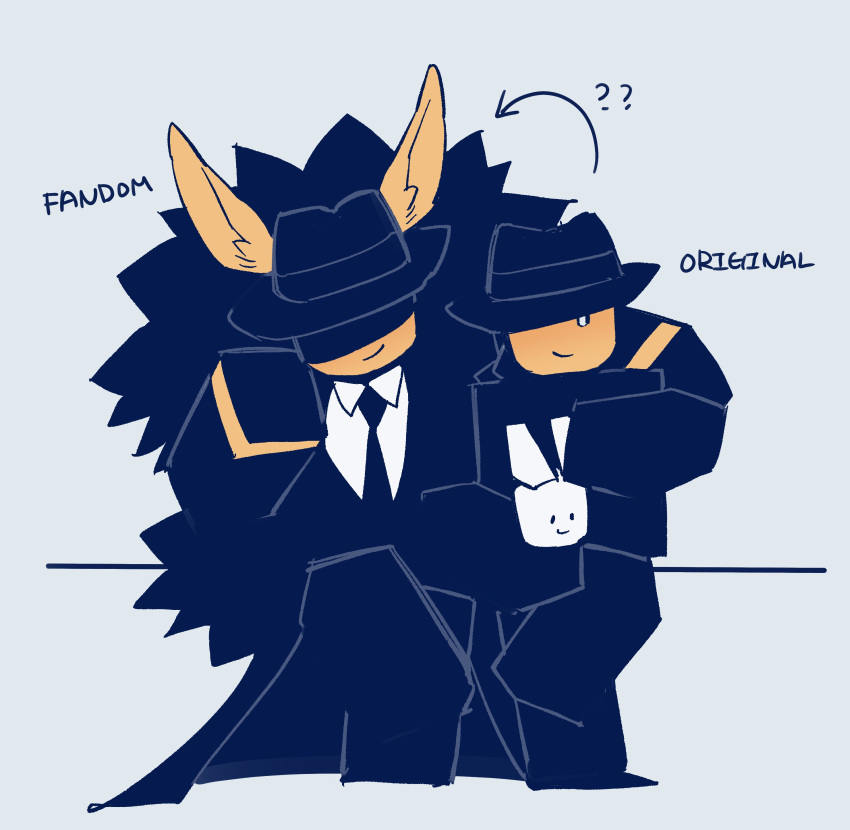 1boy, absurdres, animal_ears, black_coat, black_gloves, black_hat, black_jacket, canon_vs_fanon_(meme)