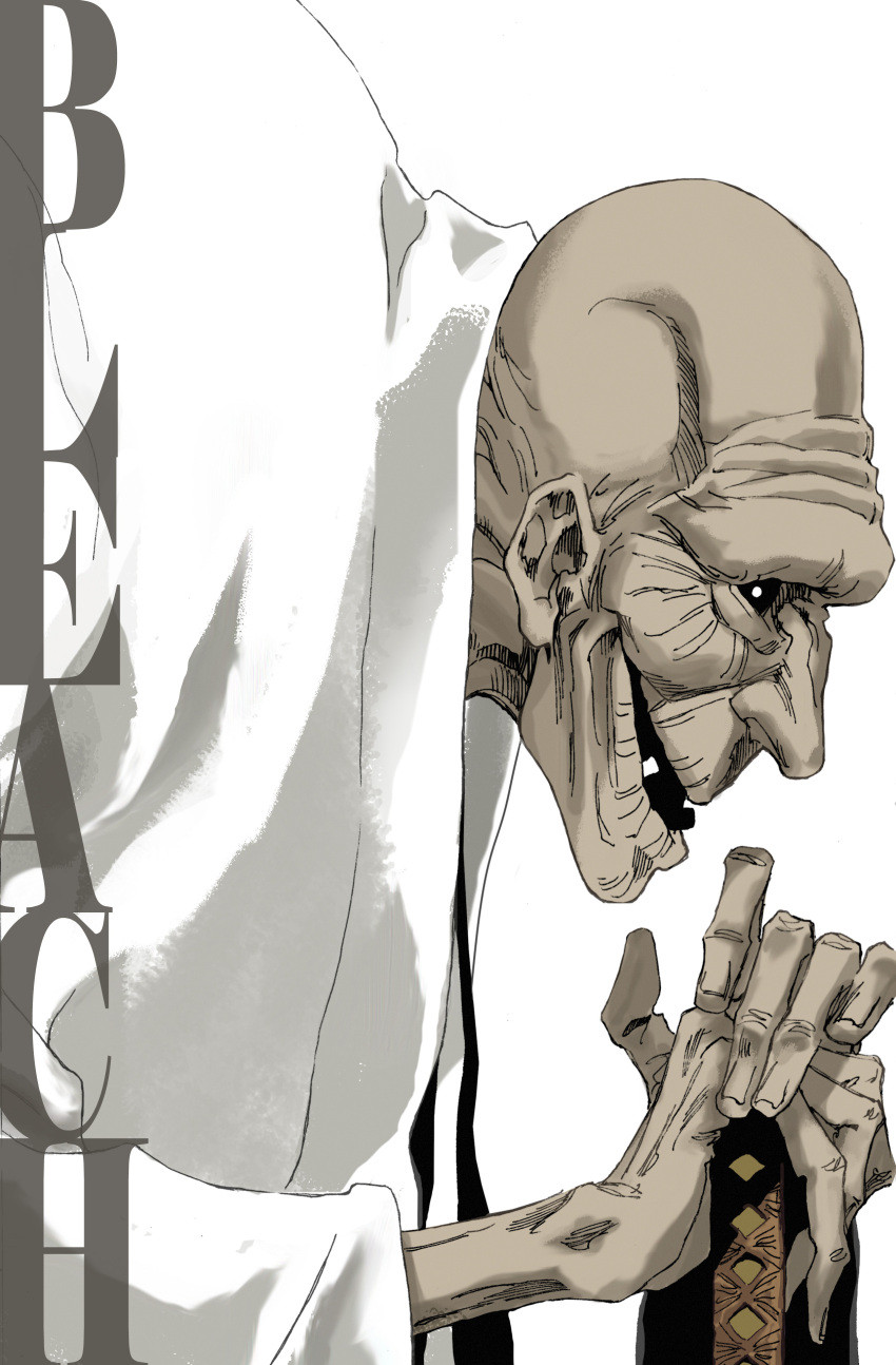 1boy, absurdres, bald, black_sclera, bleach, bleach:_sennen_kessen-hen, bright_pupils, colored_sclera