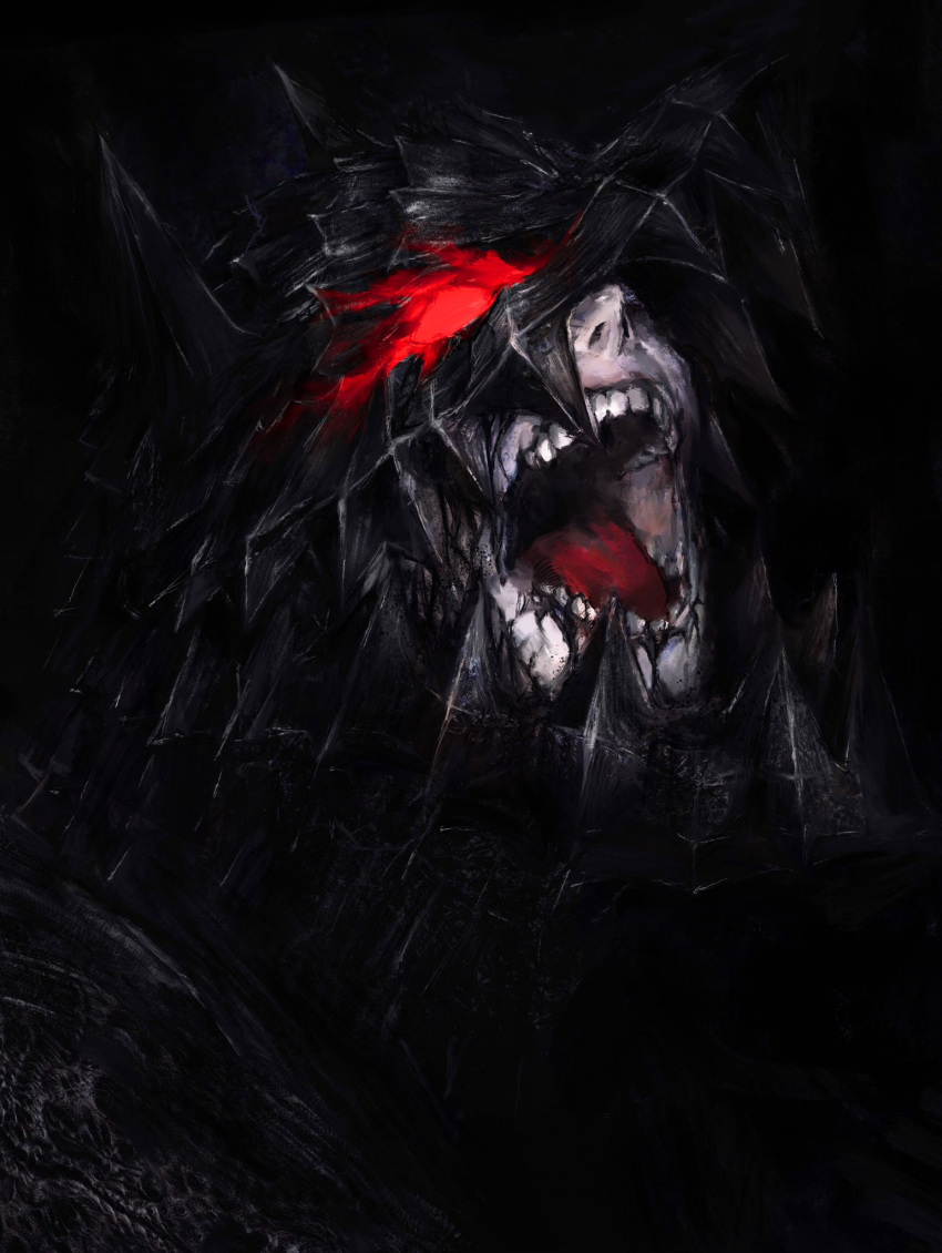 1boy, angry, armor, berserk, berserker_armor, black_armor, furious, guts_(berserk)