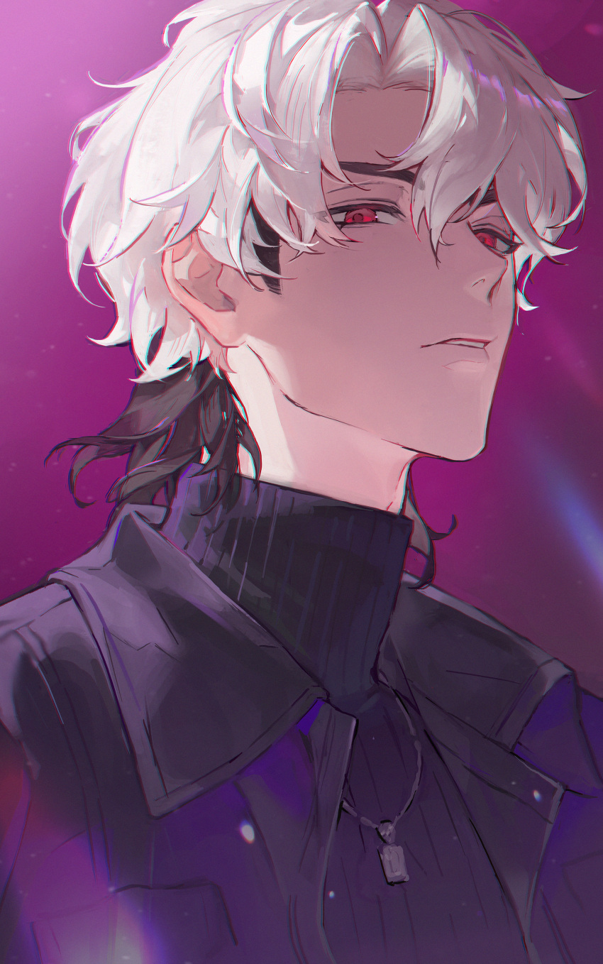 1boy, absurdres, black_jacket, eunho_(plave), hair_between_eyes, highres, jacket, jewelry