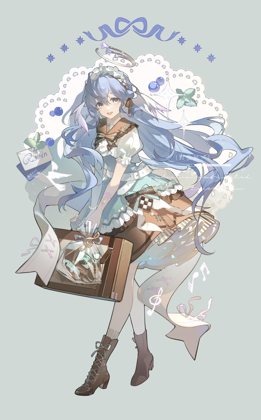 1girl, absurdres, alternate_costume, aqua_eyes, artist_name, blue_hair, bow, bowtie