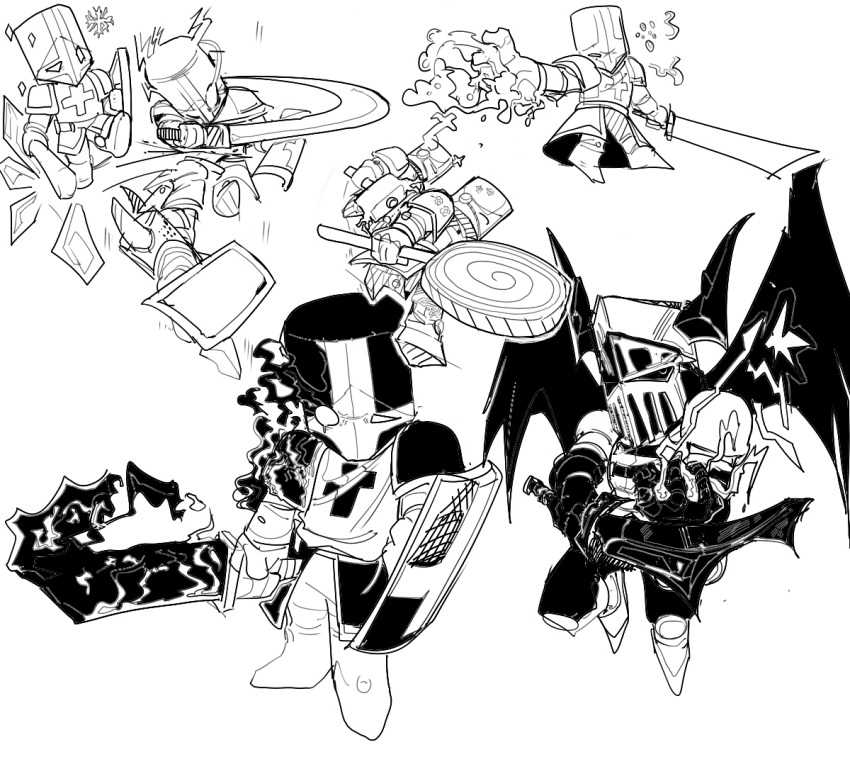 1other, 6+boys, antlers, armor, art_study, barbarian, barbarian_(castle_crashers), blacksmith_(castle_crashers)