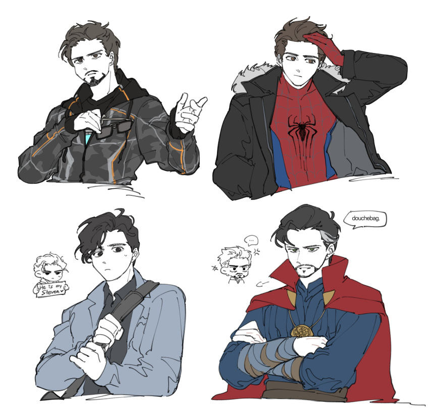 ..., 5boys, absurdres, anger_vein, animal_print, animification, arc_reactor, avengers:_infinity_war