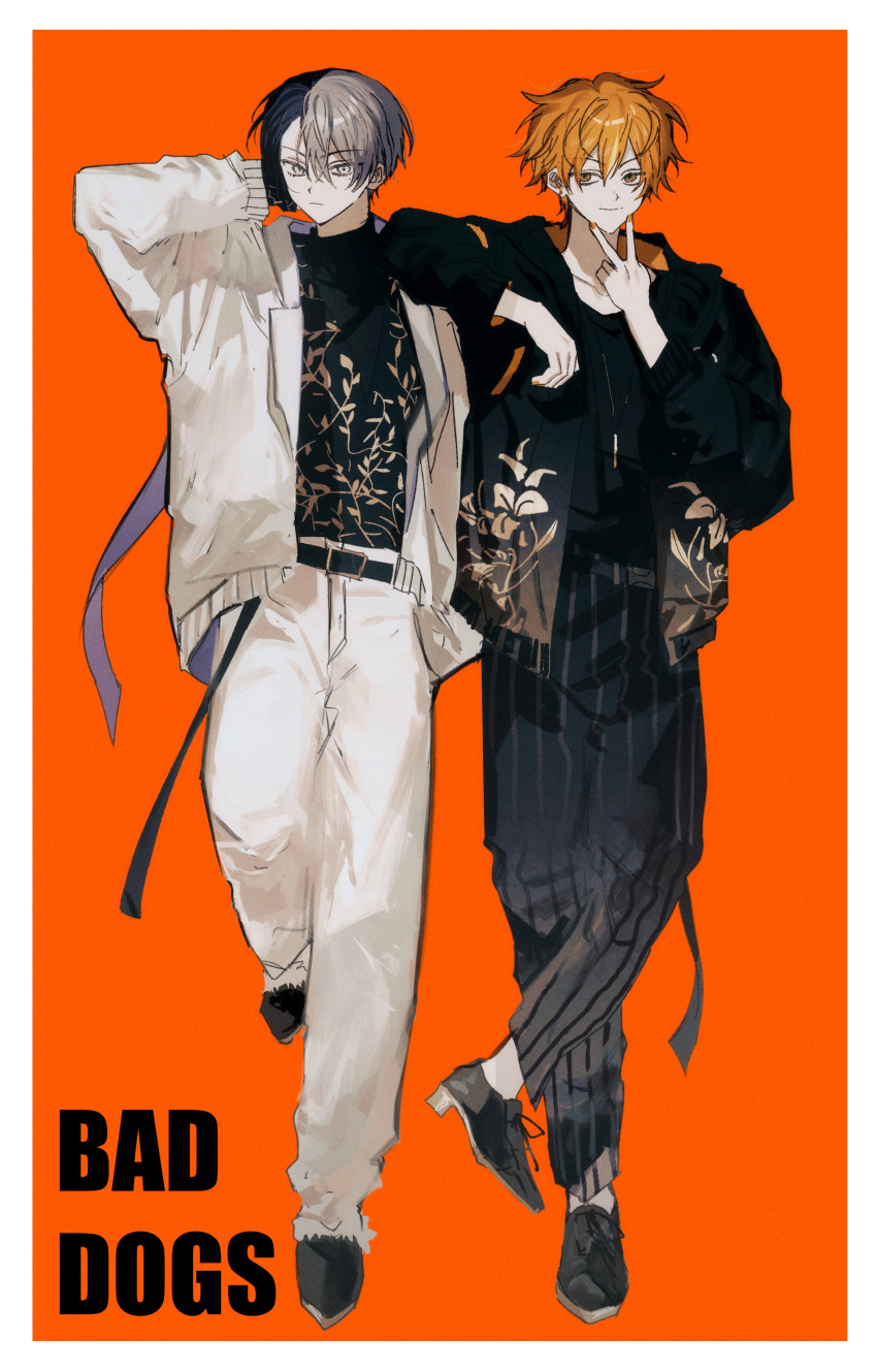 absurdres, aoyagi_touya, belt, black_belt, black_footwear, black_jacket, blue_hair, border