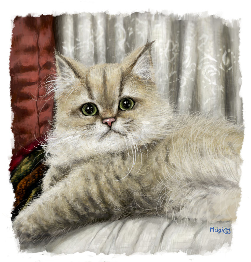 absurdres, animal_focus, artist_name, cat, closed_mouth, commentary_request, grey_cat, highres