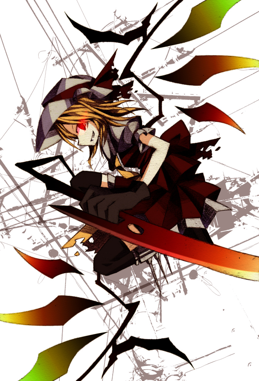 clair_(v0yance), clair_805, flandre_scarlet, grin, highres, profile, smile, solo
