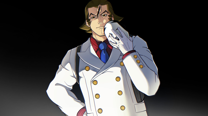 1boy, absurdres, ace_attorney, blue_necktie, bobby_fulbright, brown_eyes, brown_hair, buttons