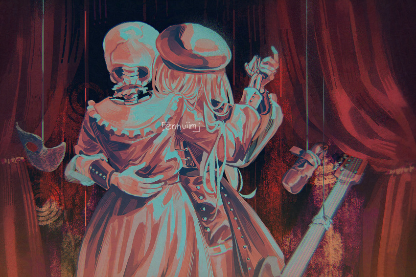 2girls, ballet_slippers, bang_dream!, bang_dream!_it's_mygo!!!!!, beret, coat, cowboy_shot, curtains